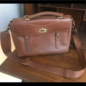 Thick leather briefcase satchel